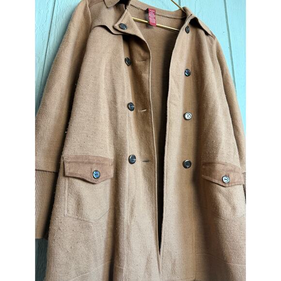 Olsen Europe 100% Wool Knit Coat / Cardigan | Camel Brown | Classic Tailored - Picture 3 of 8